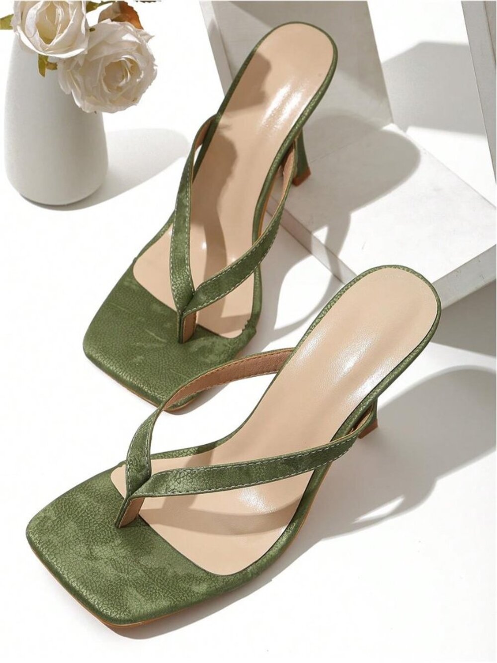 Classic Minimalist Striped Thong Women High Heel Sandals,Spring Summer